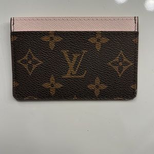 monogram pink/brown card holder